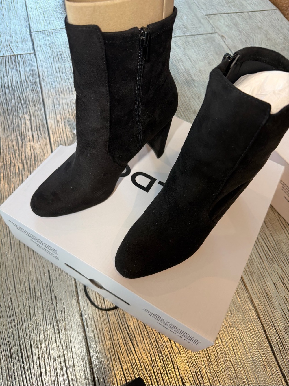Aldo Black Suede Pointed-Toe Ankle Booties